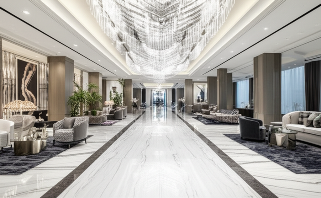 Luxury hotel lobby with modern design